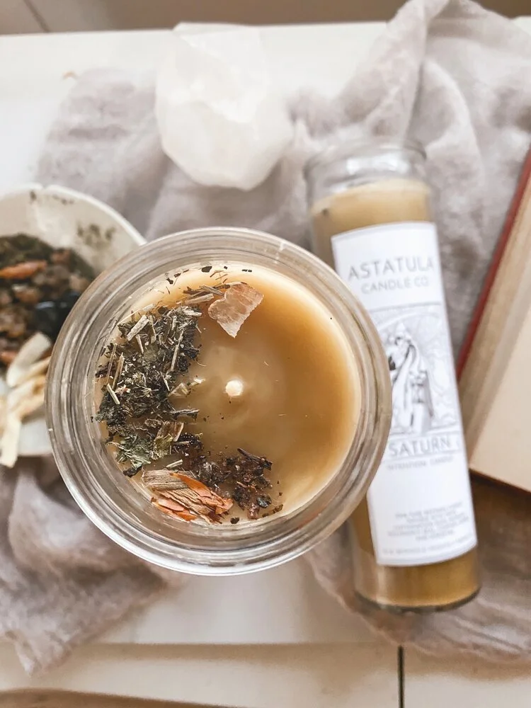 Saturn Planetary Intention Candle // Beeswax — ASTATULA CANDLE CO.
